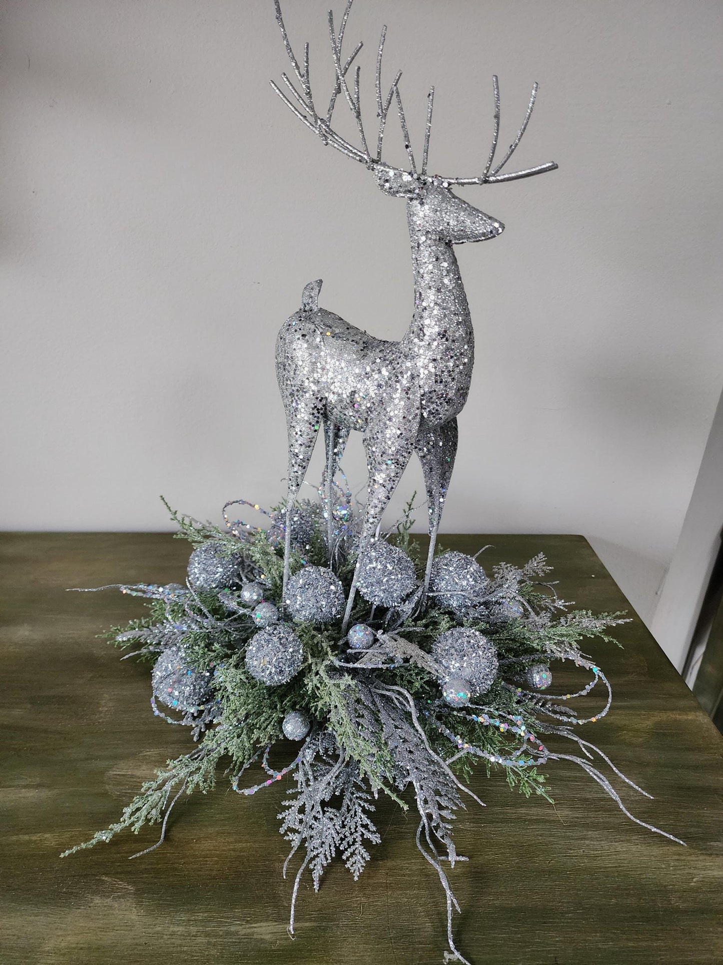 Glittery Winter Deer Centerpiece