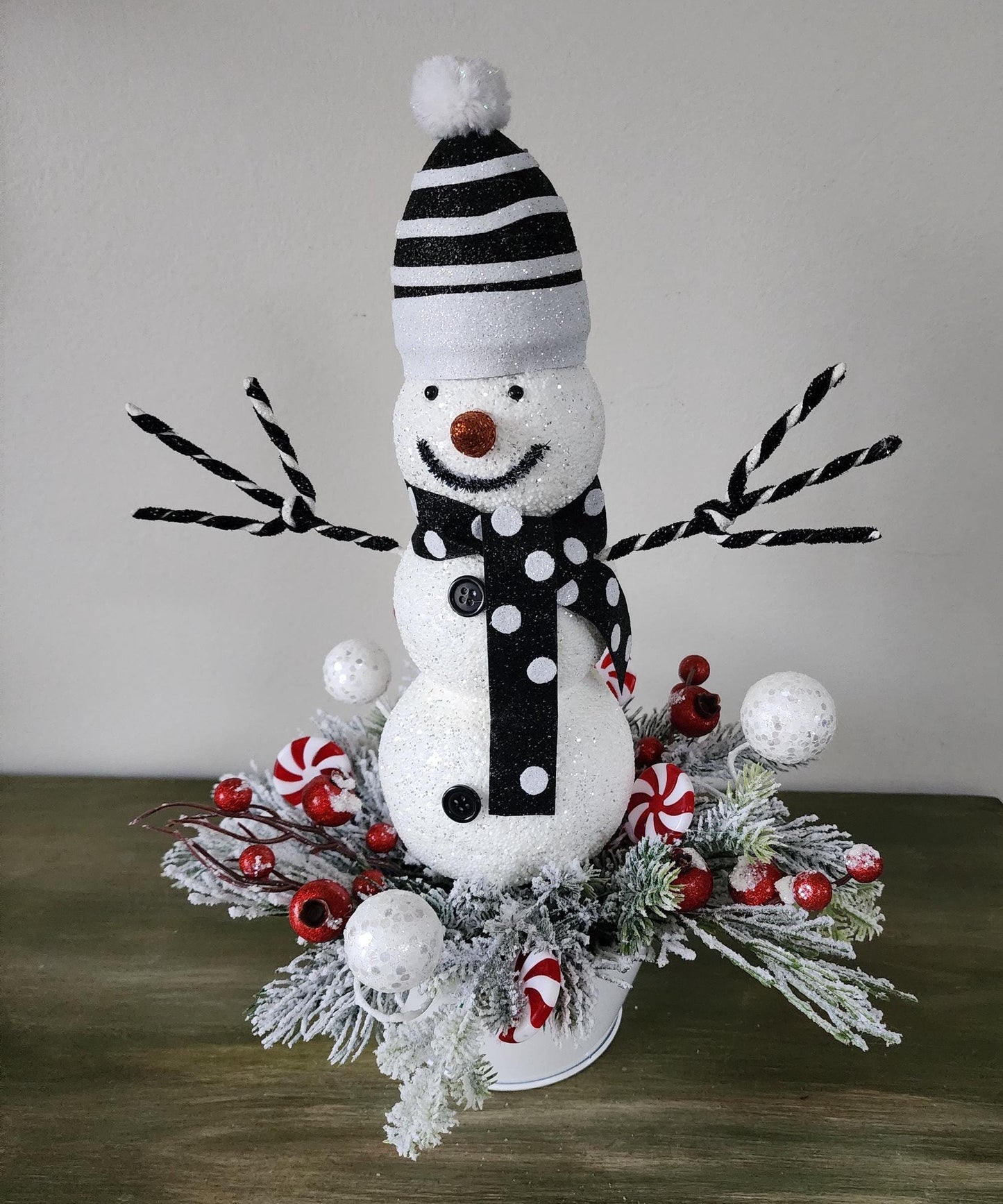 Fun Black & White Snowman Arrangement