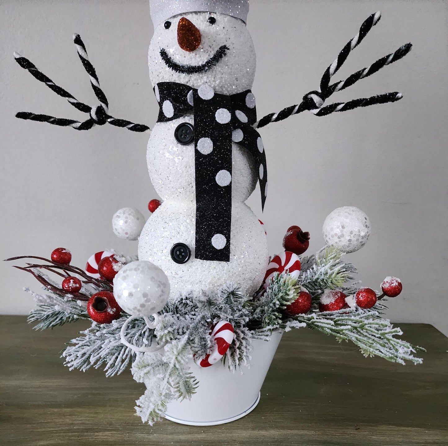 Fun Black & White Snowman Arrangement