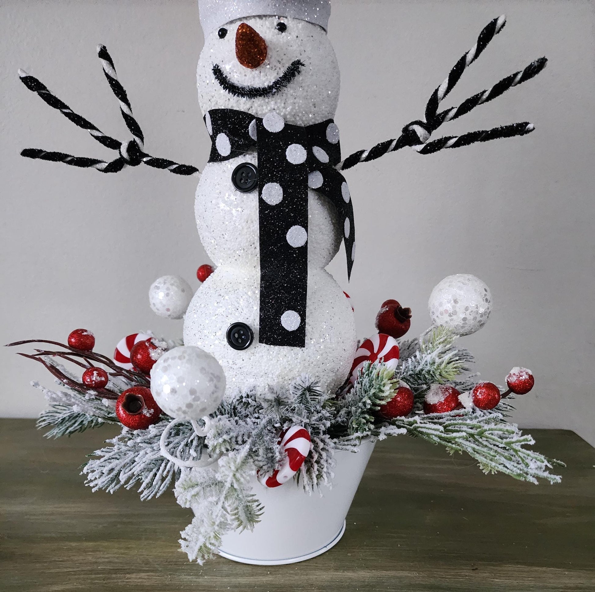 Fun Black & White Snowman Arrangement