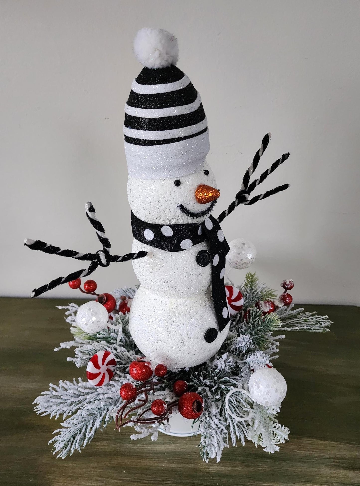 Fun Black & White Snowman Arrangement