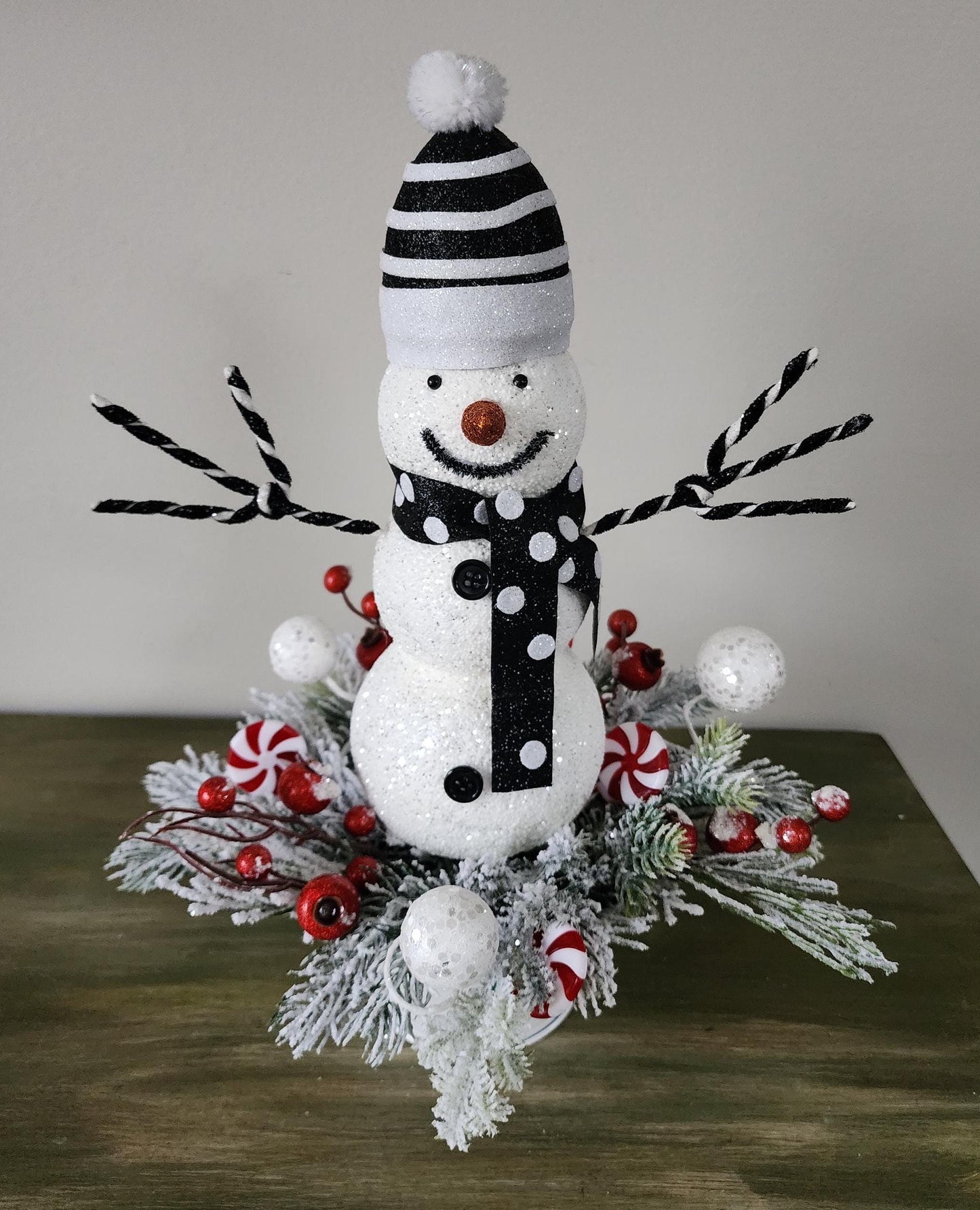 Fun Black & White Snowman Arrangement