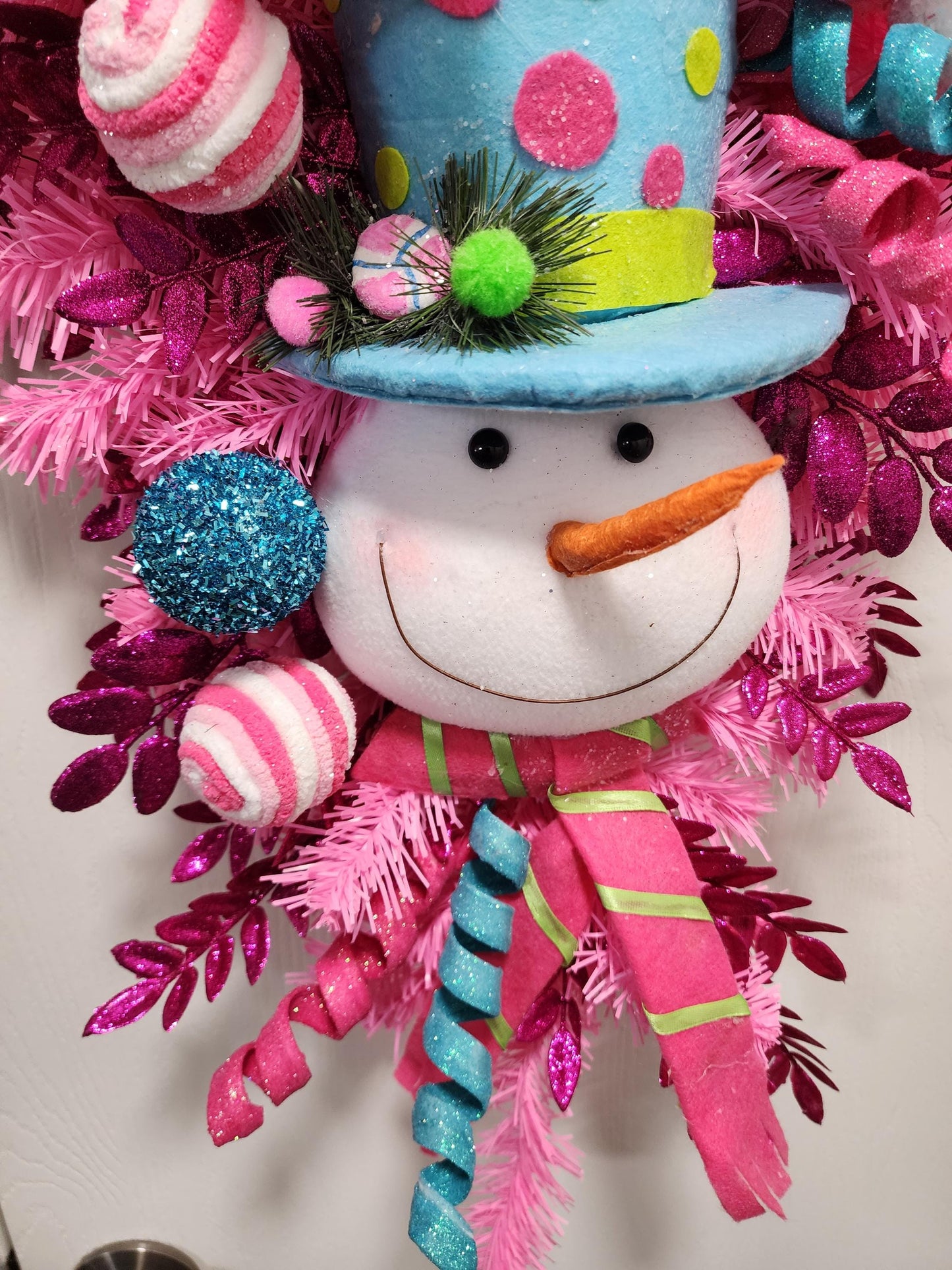 Pink Polka Dot Snowman