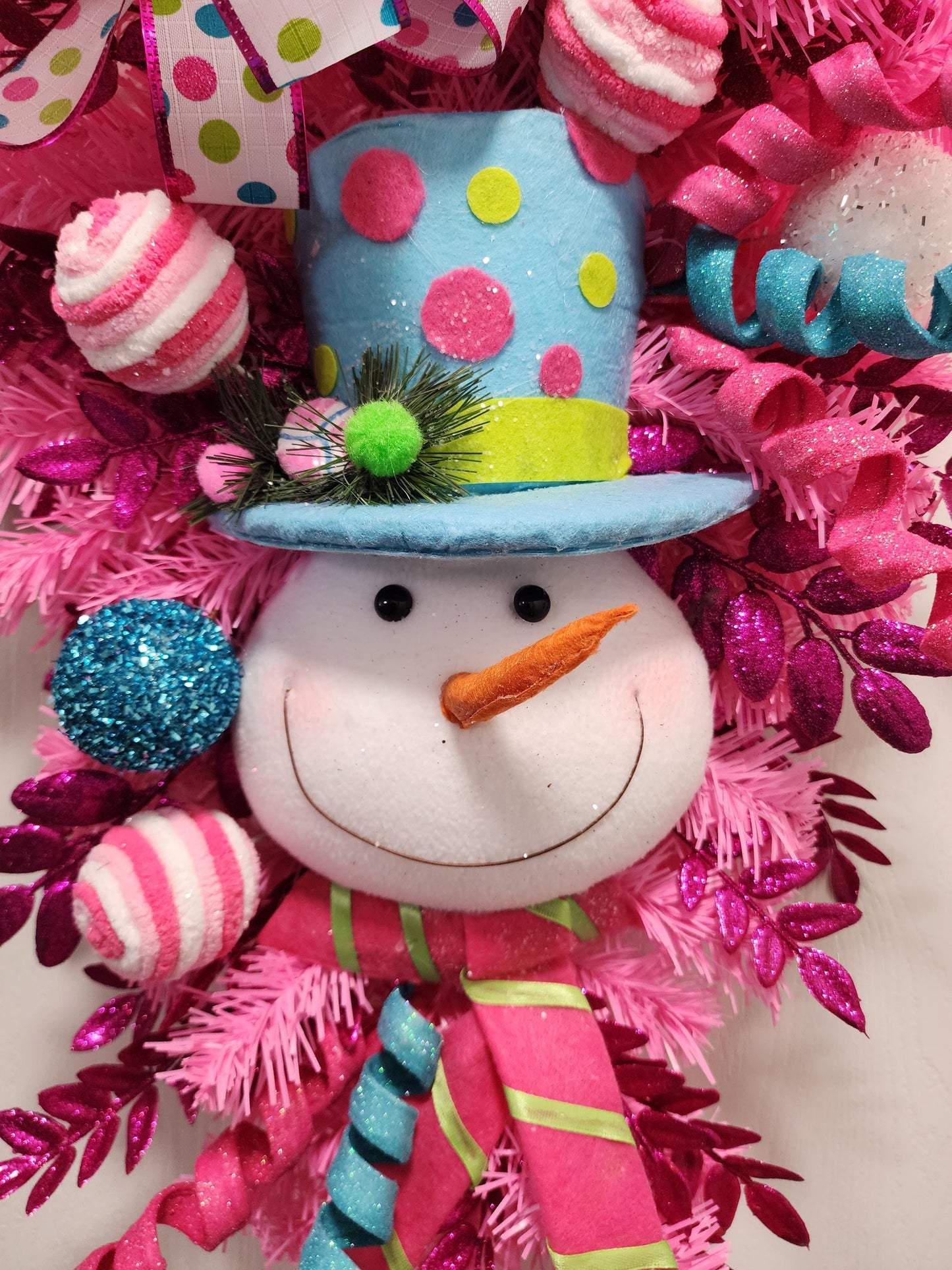 Pink Polka Dot Snowman