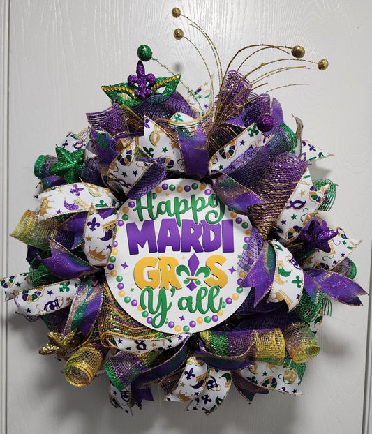 Happy Mardi Gras Mesh Wreath