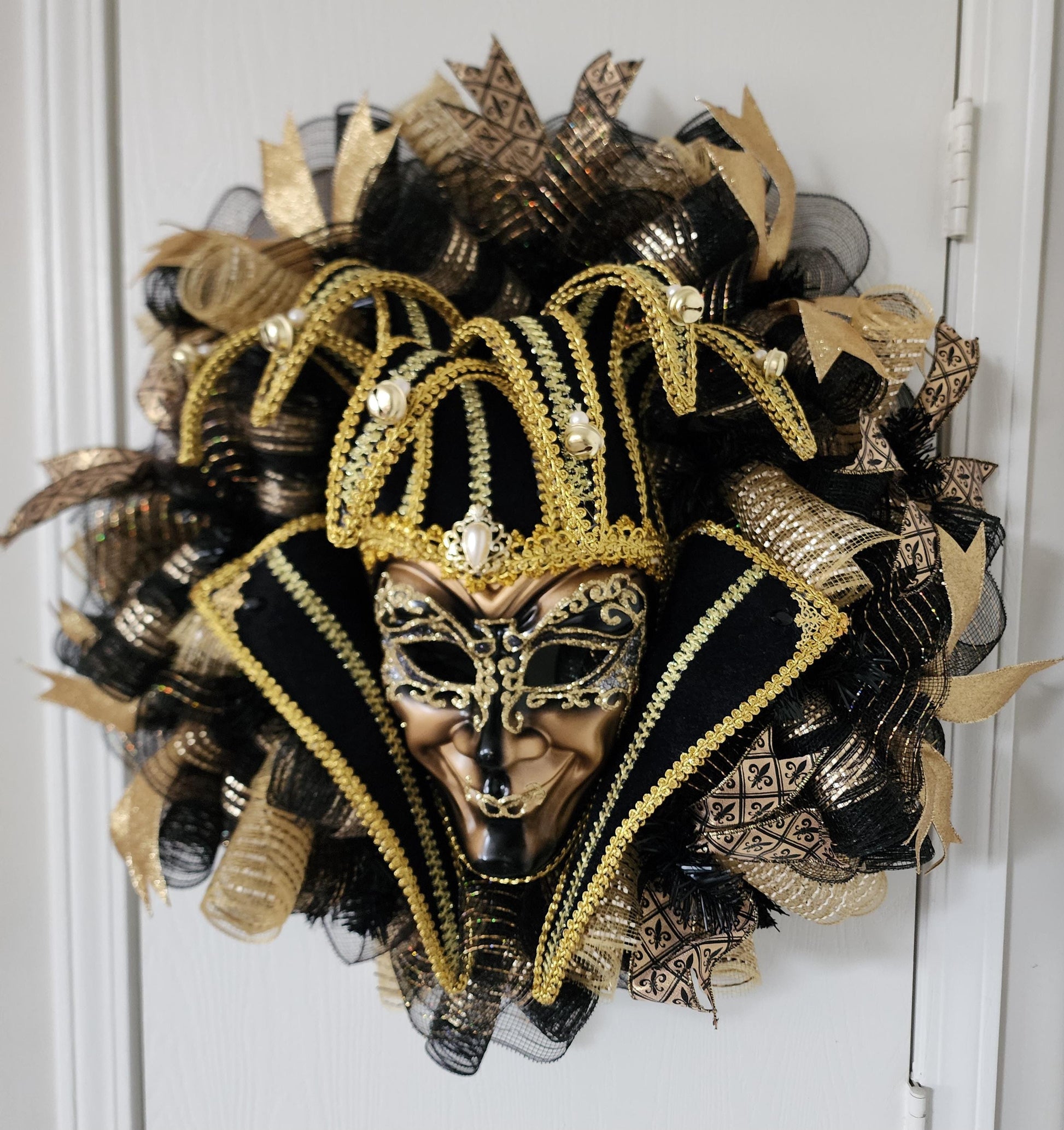 Opulent Mardi Gras Jester Wreath