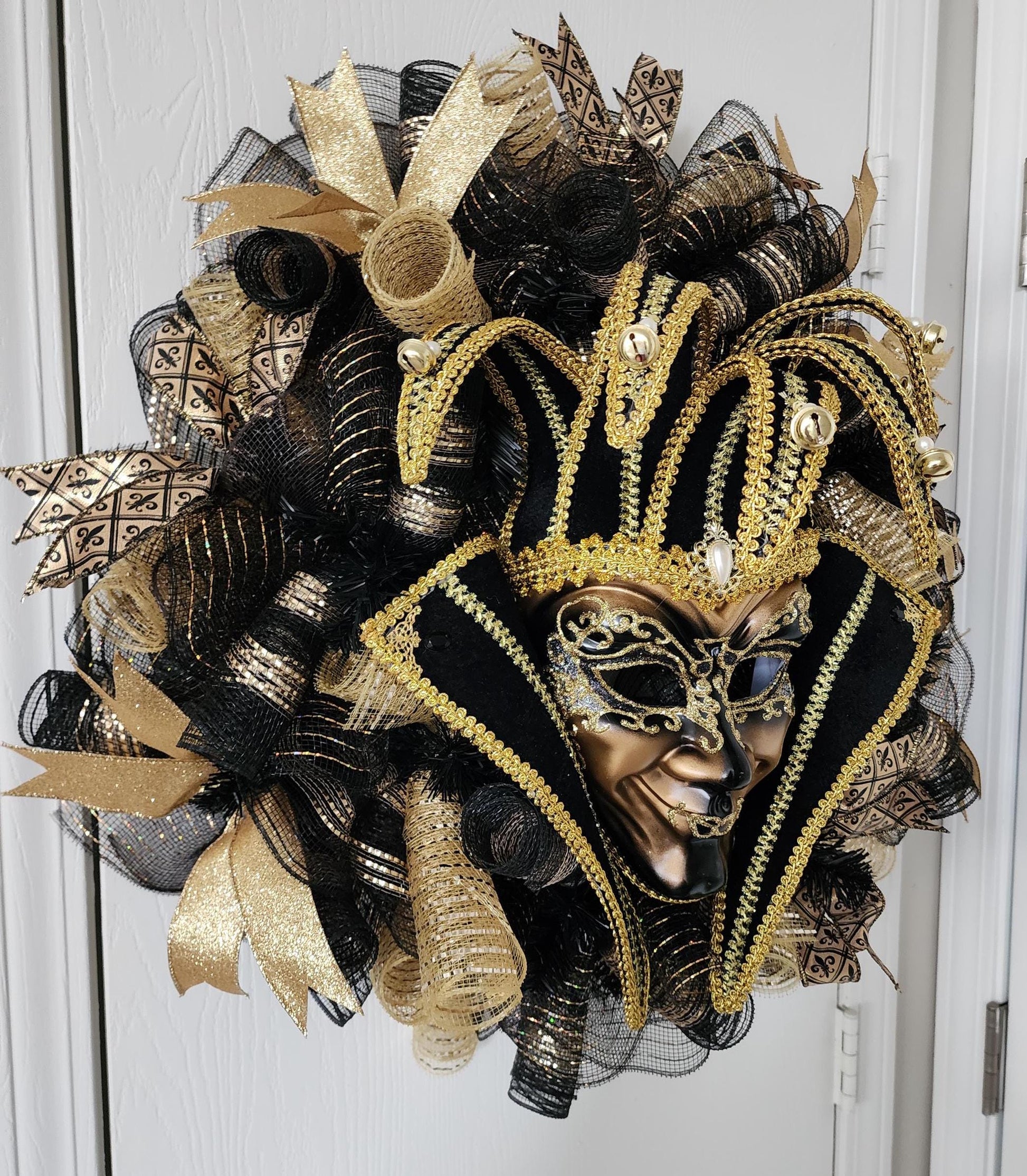 Opulent Mardi Gras Jester Wreath