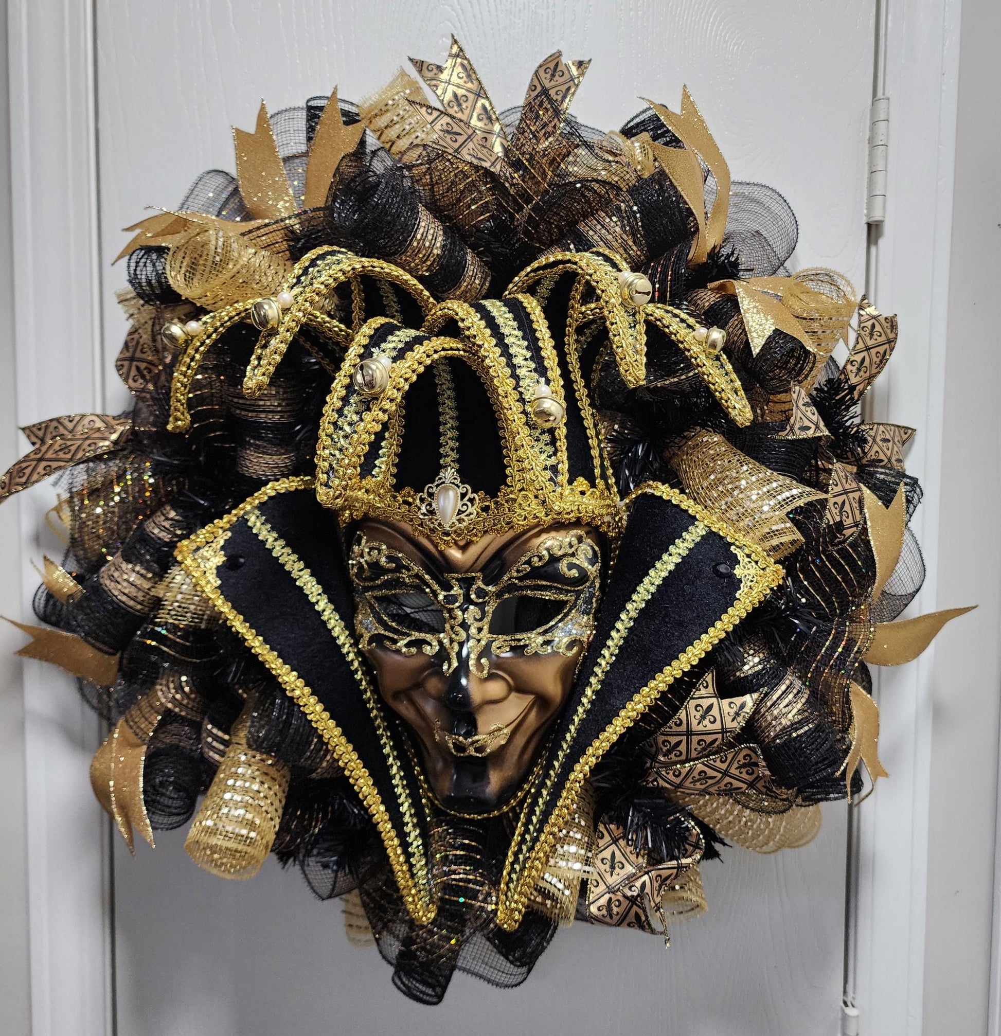 Opulent Mardi Gras Jester Wreath