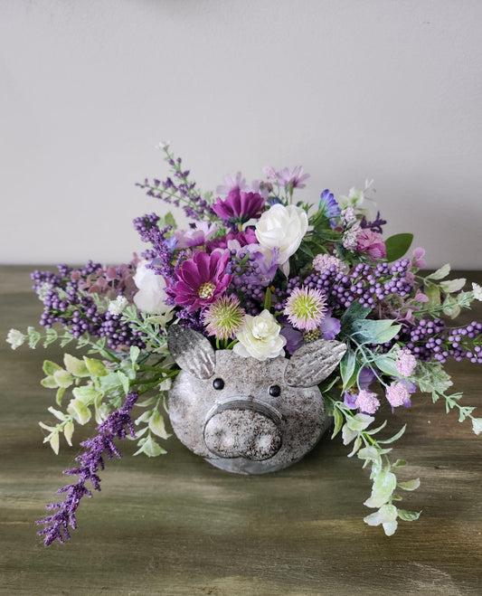 Purple Piggy Planter