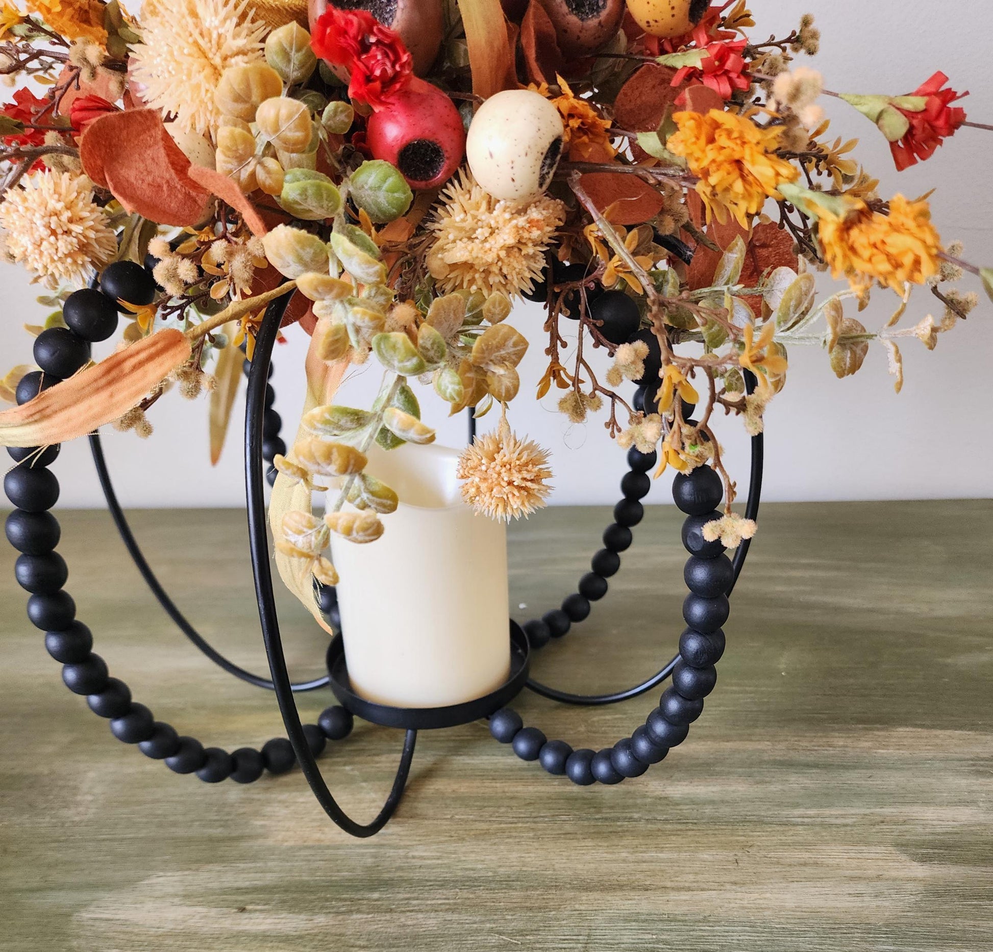 Bead and Wire Pumpkin Centerpiece