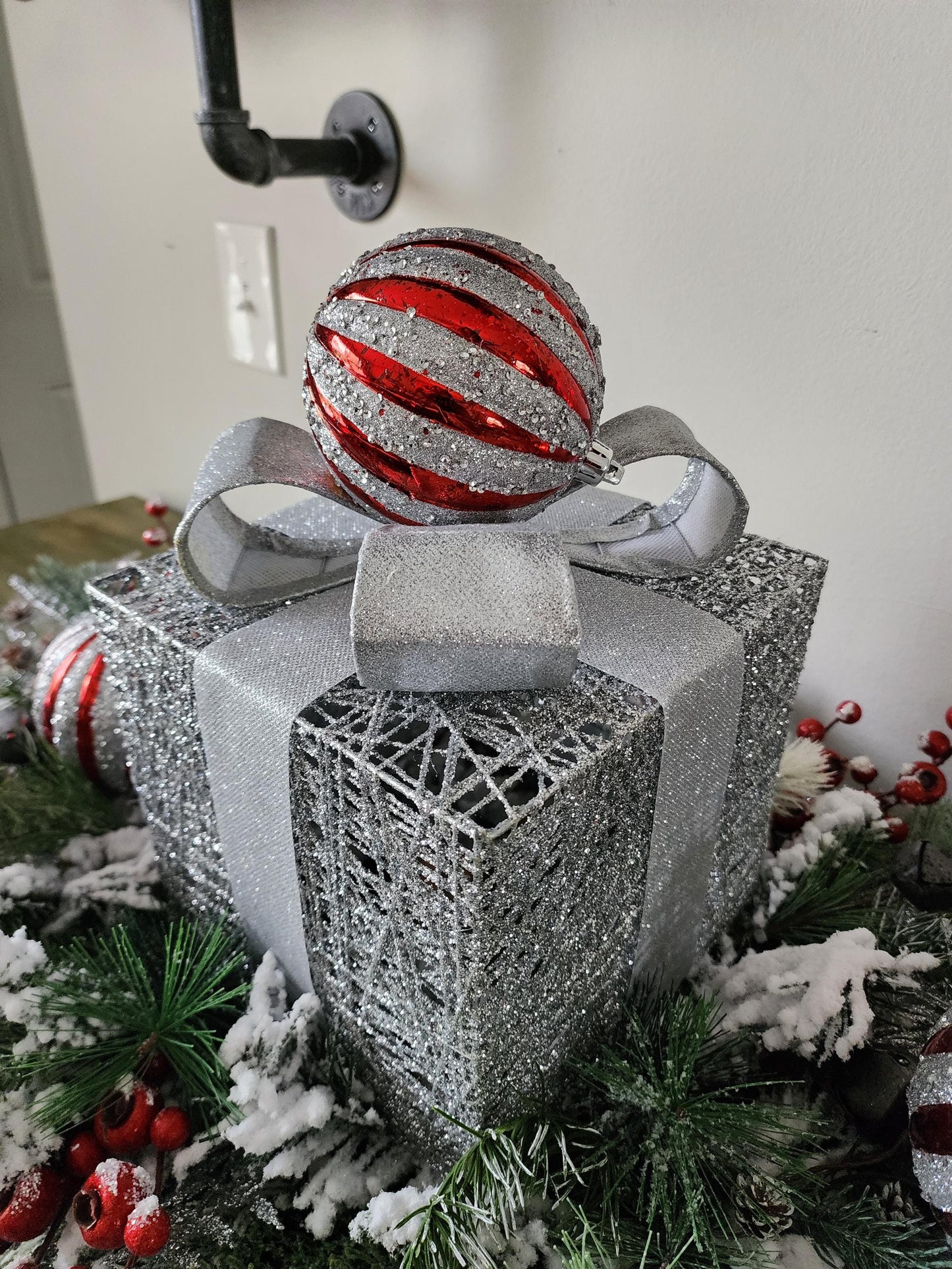 Silver Gift Box Centerpiece
