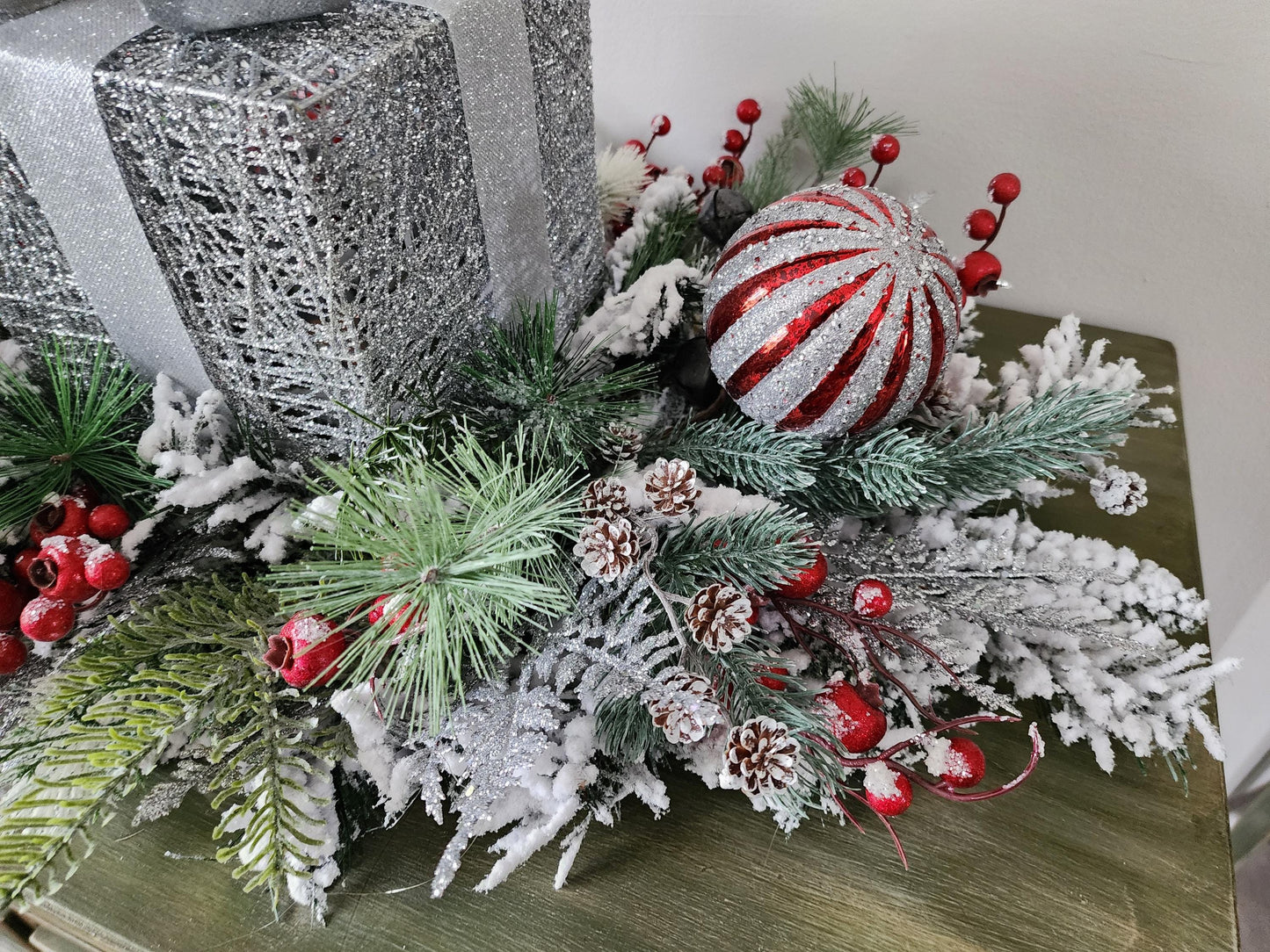 Silver Gift Box Centerpiece