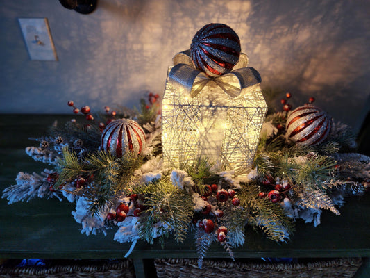 Silver Gift Box Centerpiece