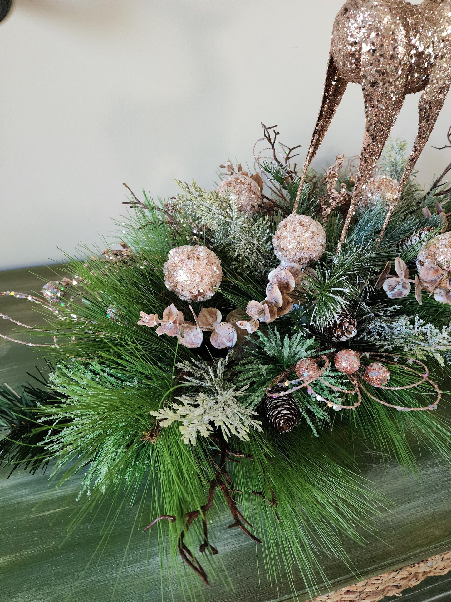 Pink Glittery Reindeer Centerpiece