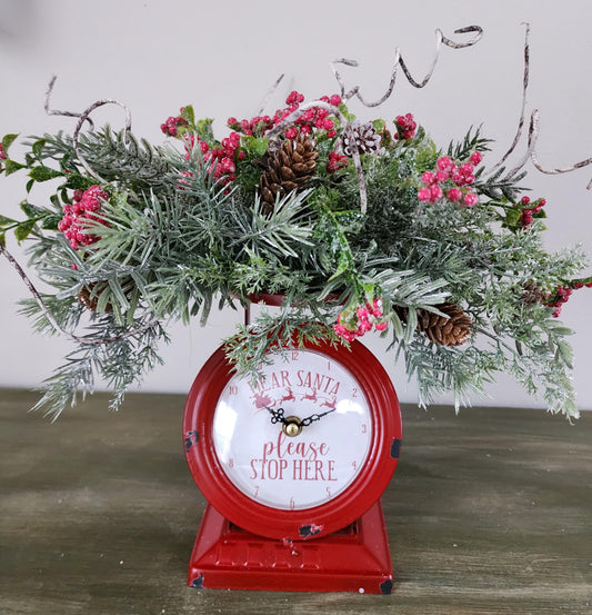 Santa Stop Here Clock Arrangement