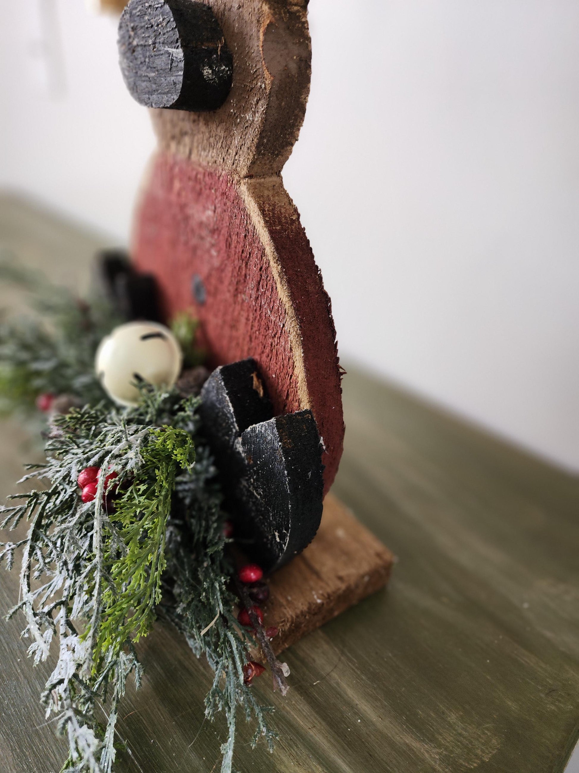 Wooden Reindeer Sitter Arrangement