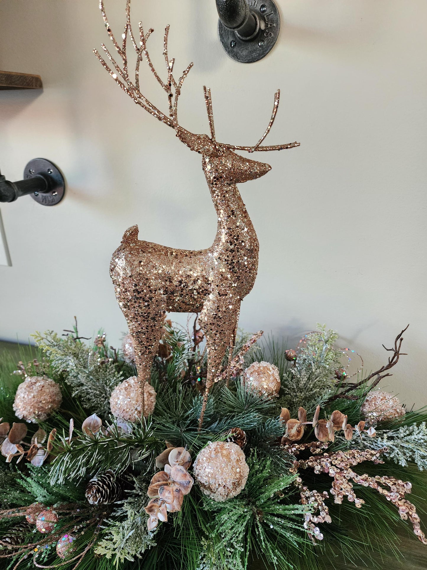Pink Glittery Reindeer Centerpiece