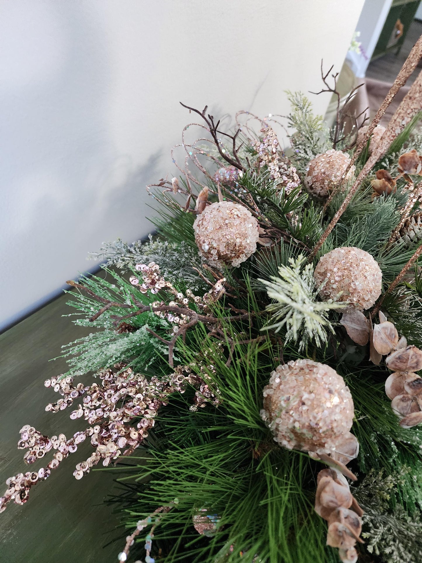 Pink Glittery Reindeer Centerpiece