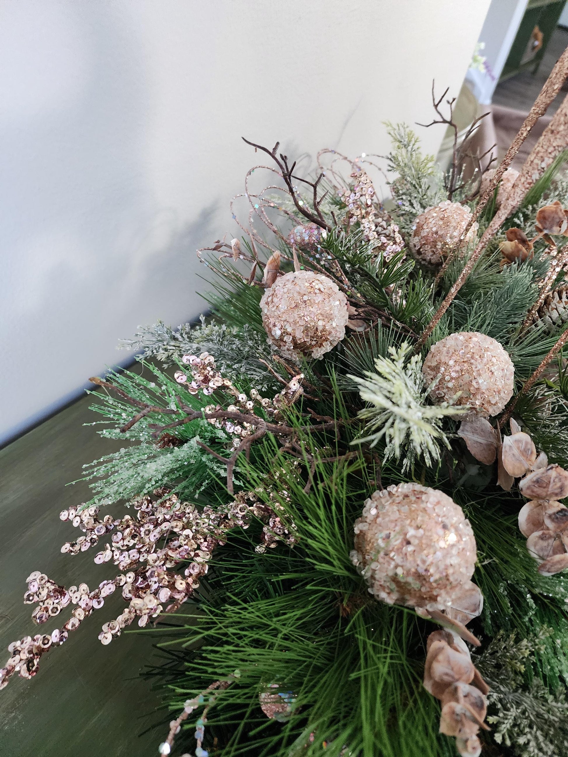 Pink Glittery Reindeer Centerpiece