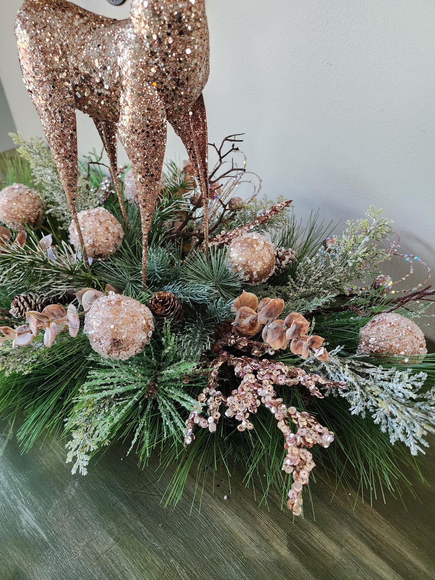 Pink Glittery Reindeer Centerpiece