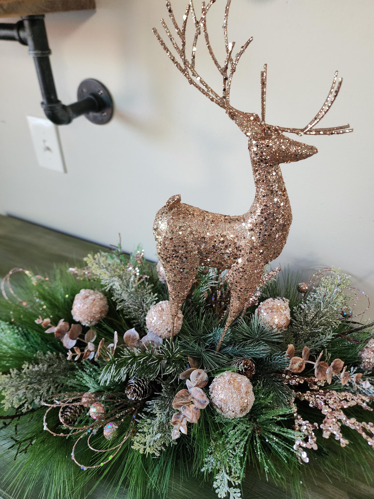 Pink Glittery Reindeer Centerpiece