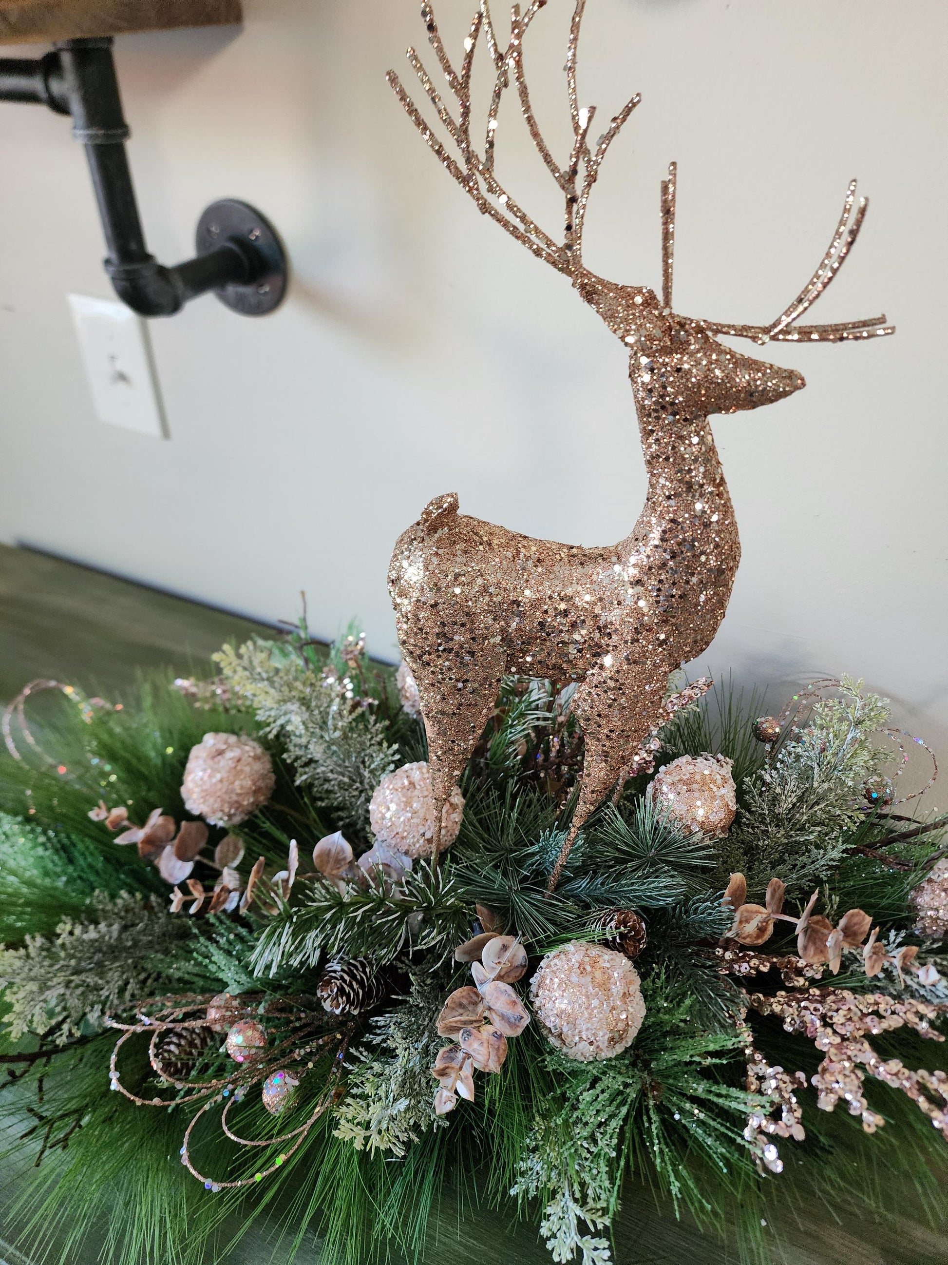 Pink Glittery Reindeer Centerpiece