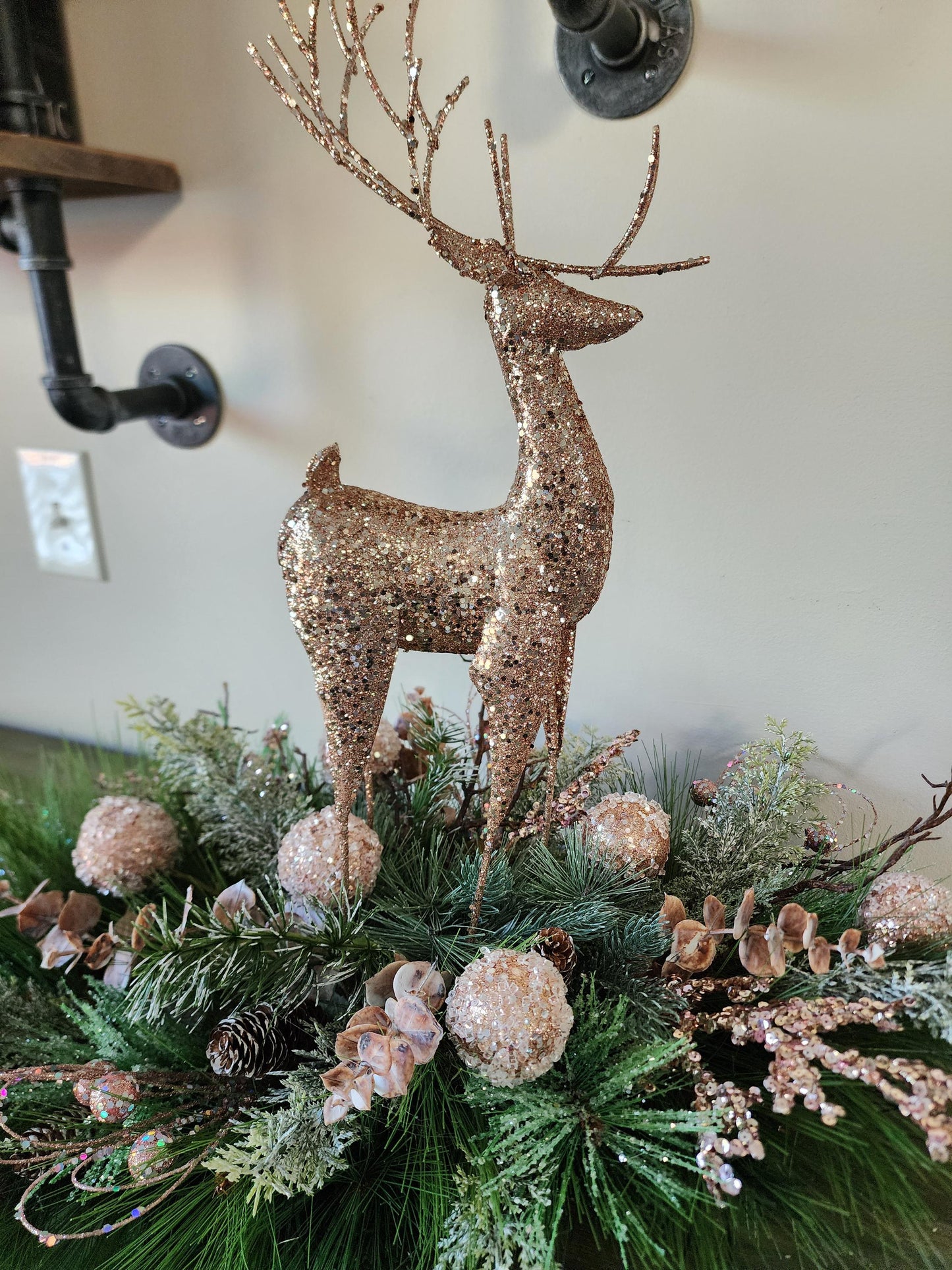 Pink Glittery Reindeer Centerpiece