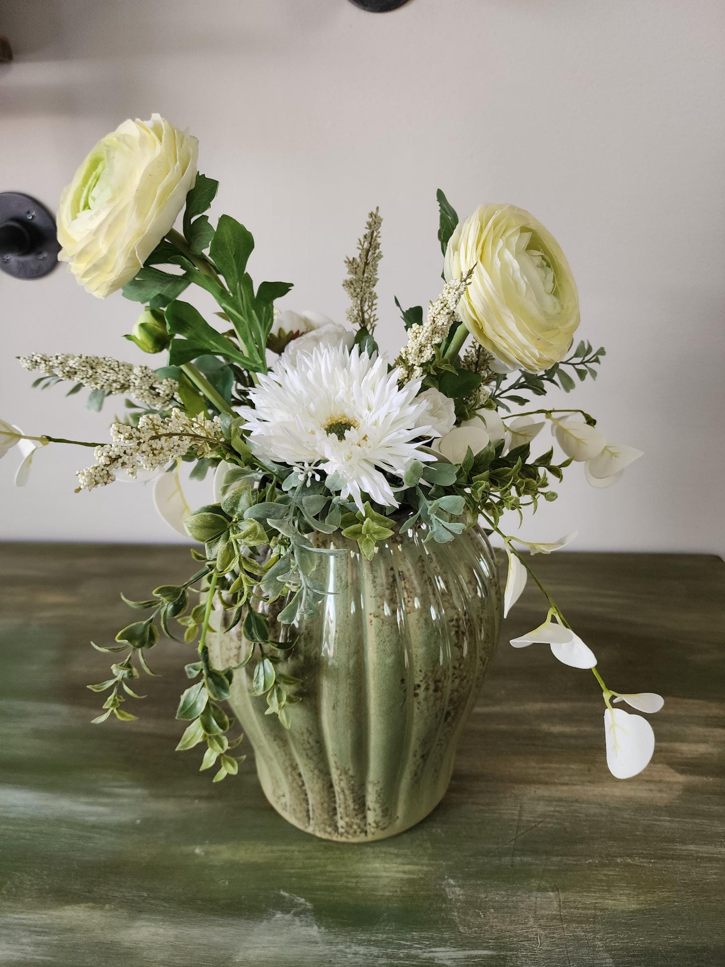 Soft White Rose Sage Centerpiece