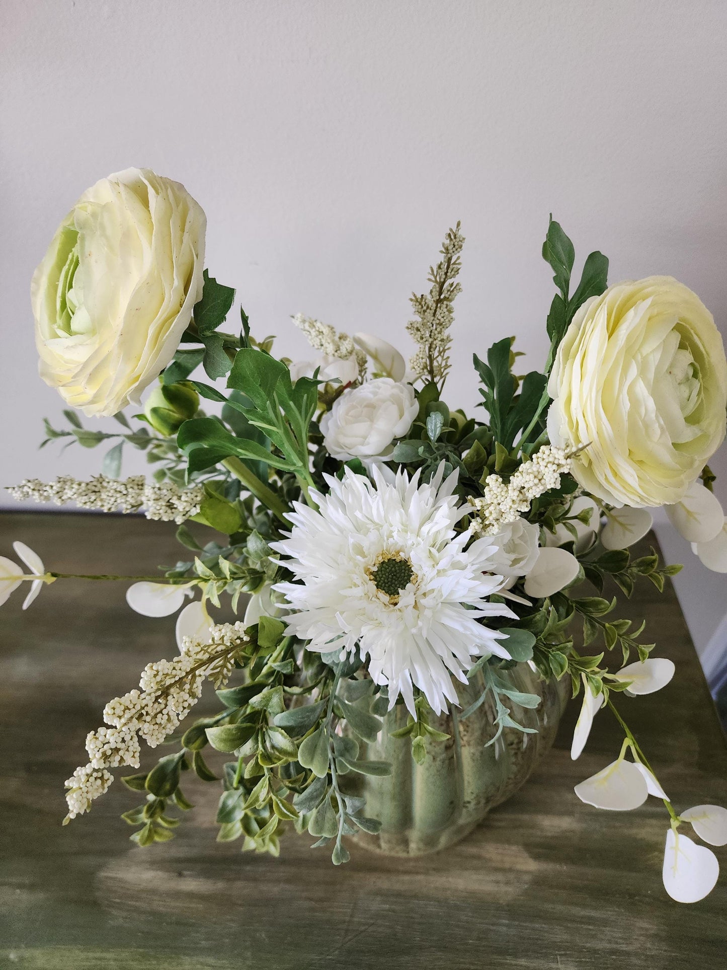 Soft White Rose Sage Centerpiece