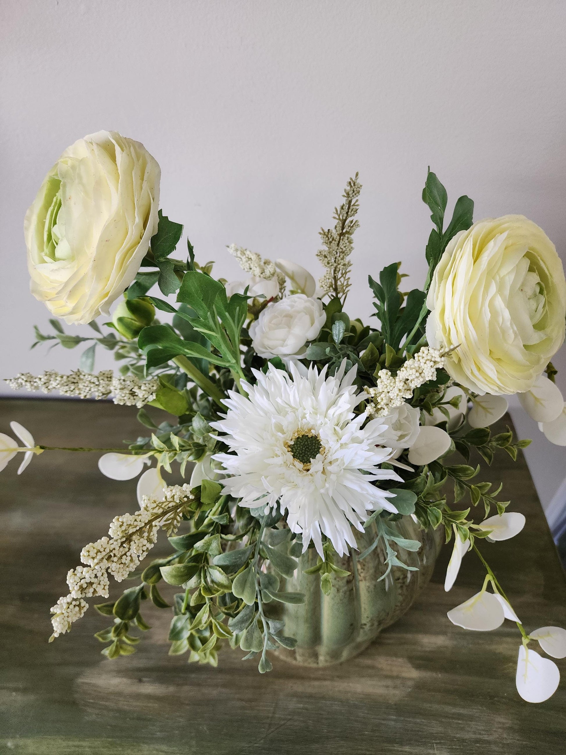 Soft White Rose Sage Centerpiece