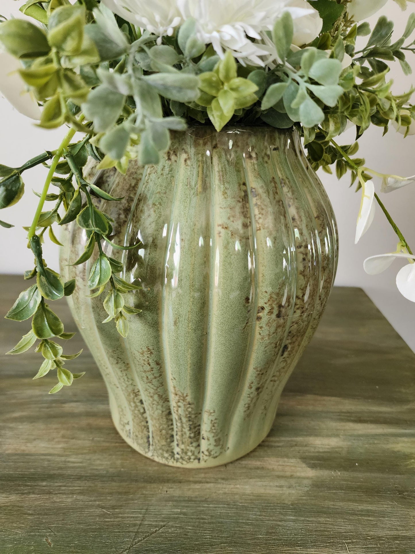Soft White Rose Sage Centerpiece