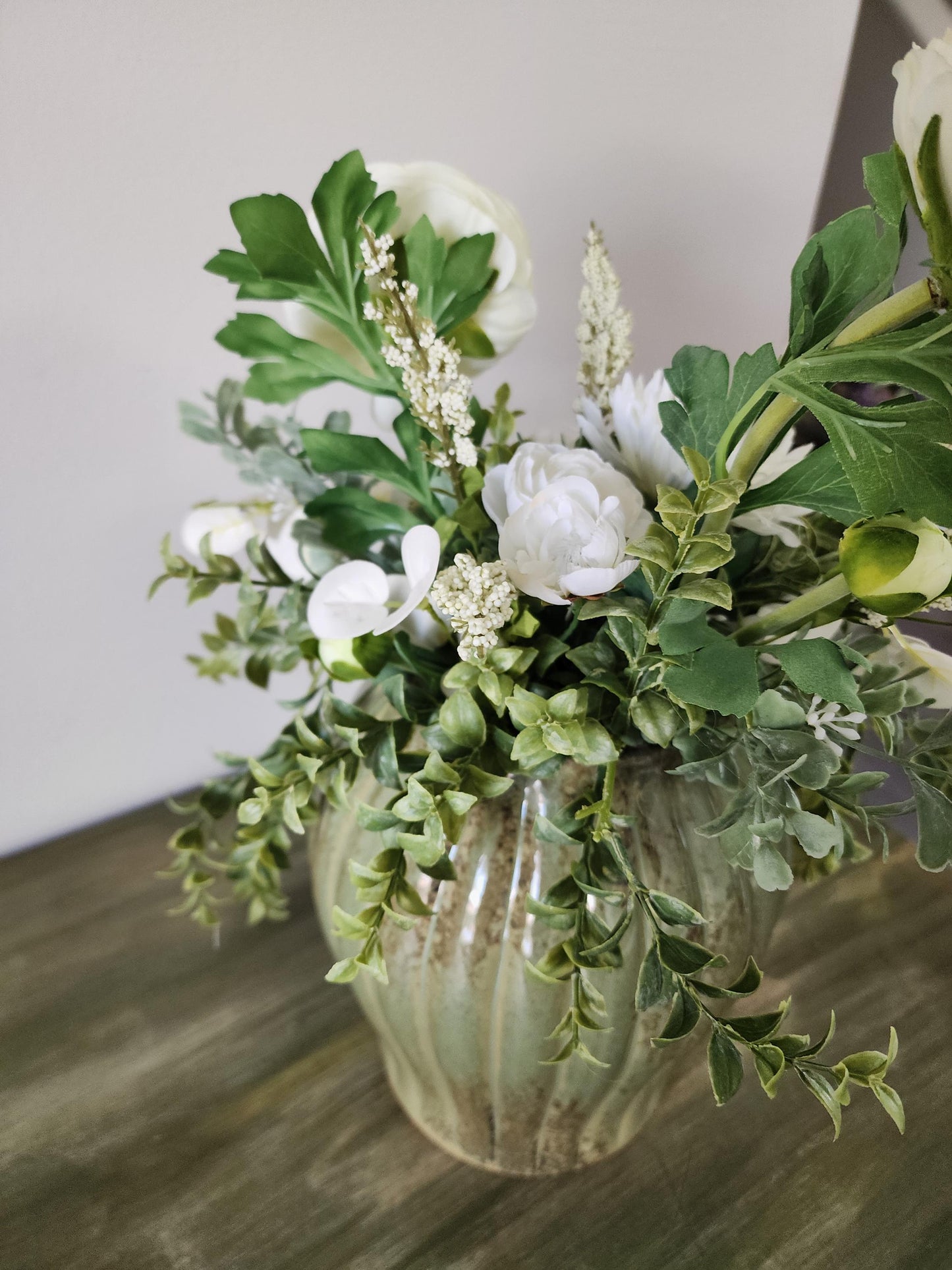 Soft White Rose Sage Centerpiece