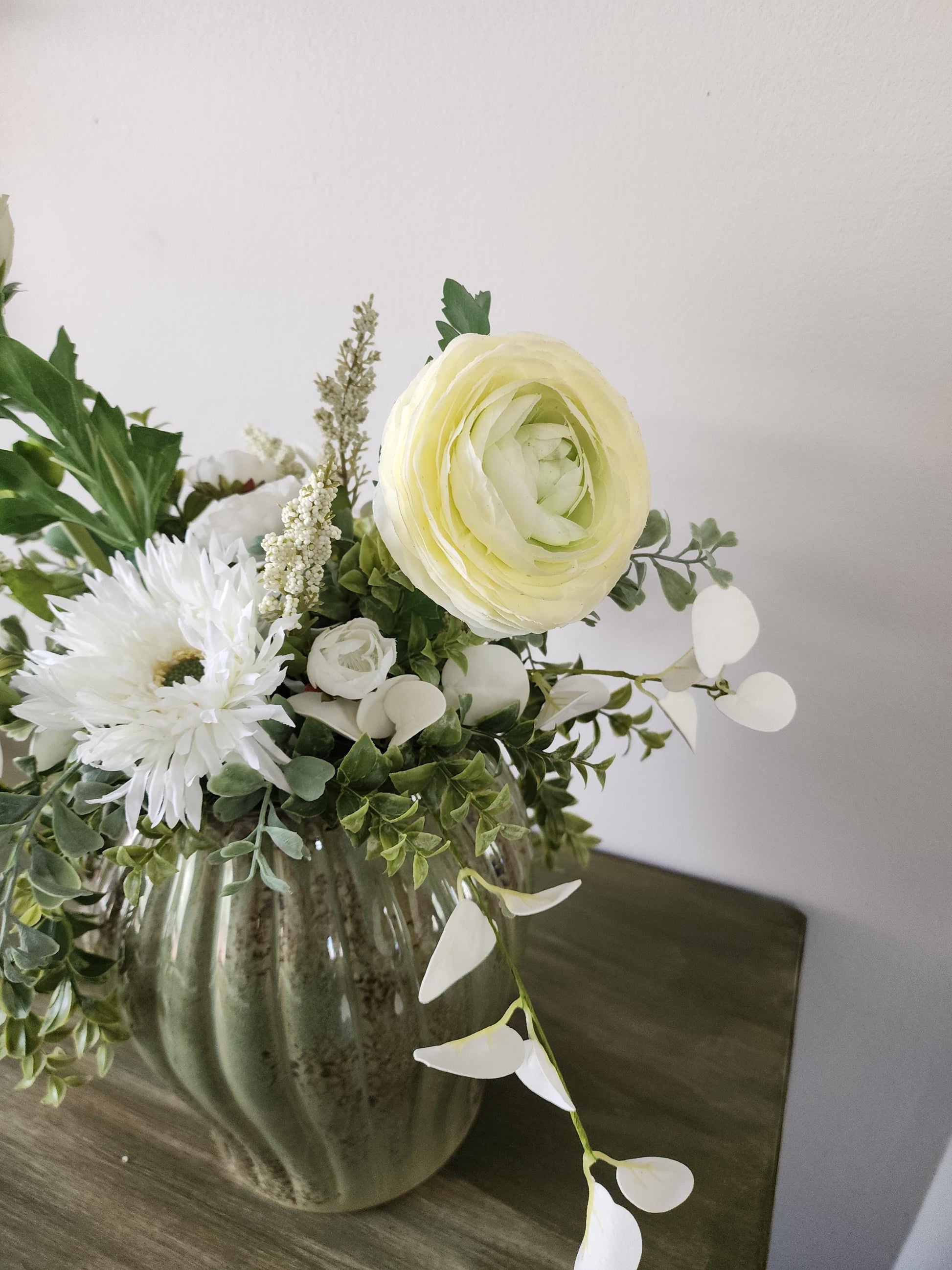 Soft White Rose Sage Centerpiece