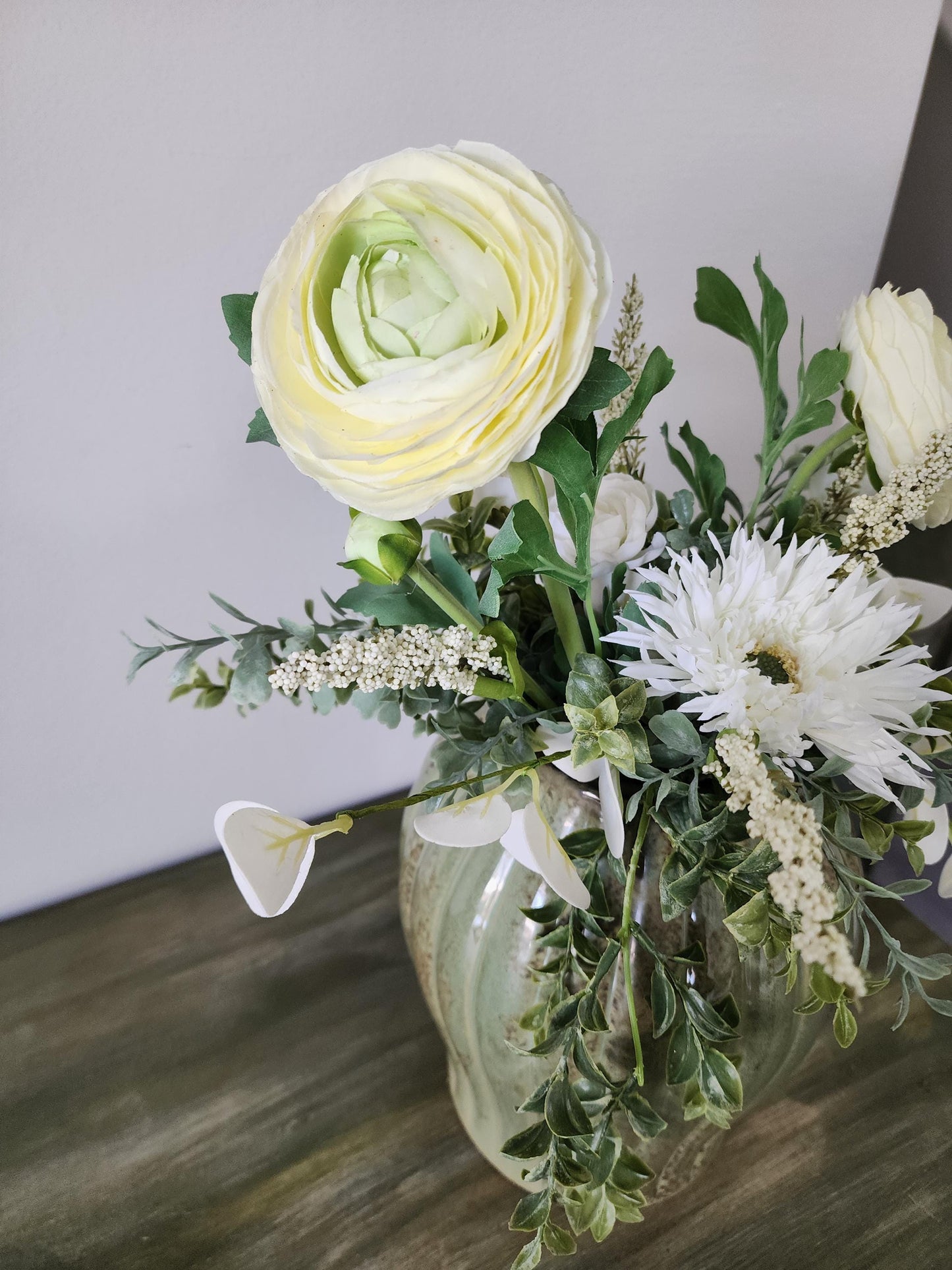 Soft White Rose Sage Centerpiece