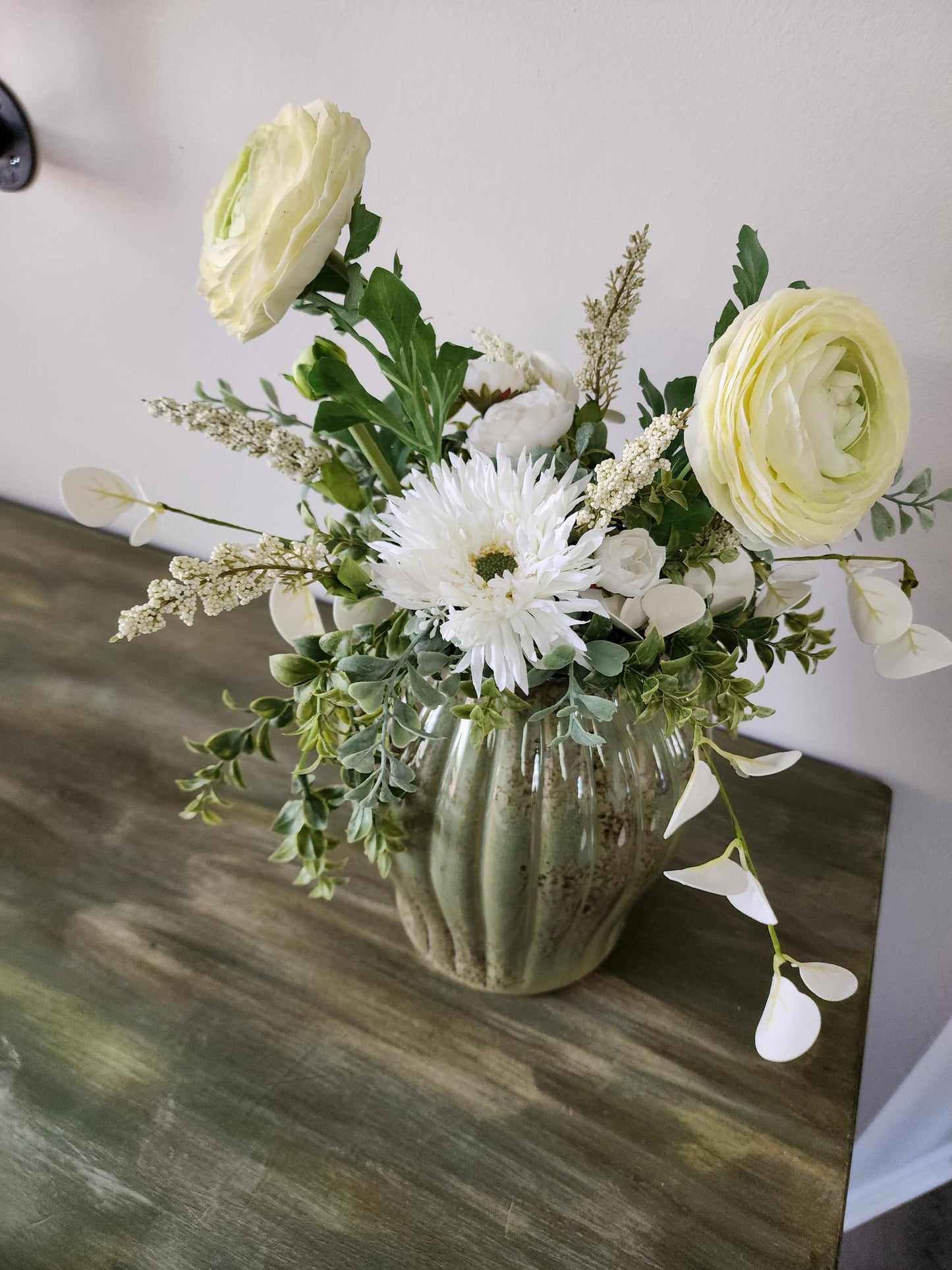 Soft White Rose Sage Centerpiece