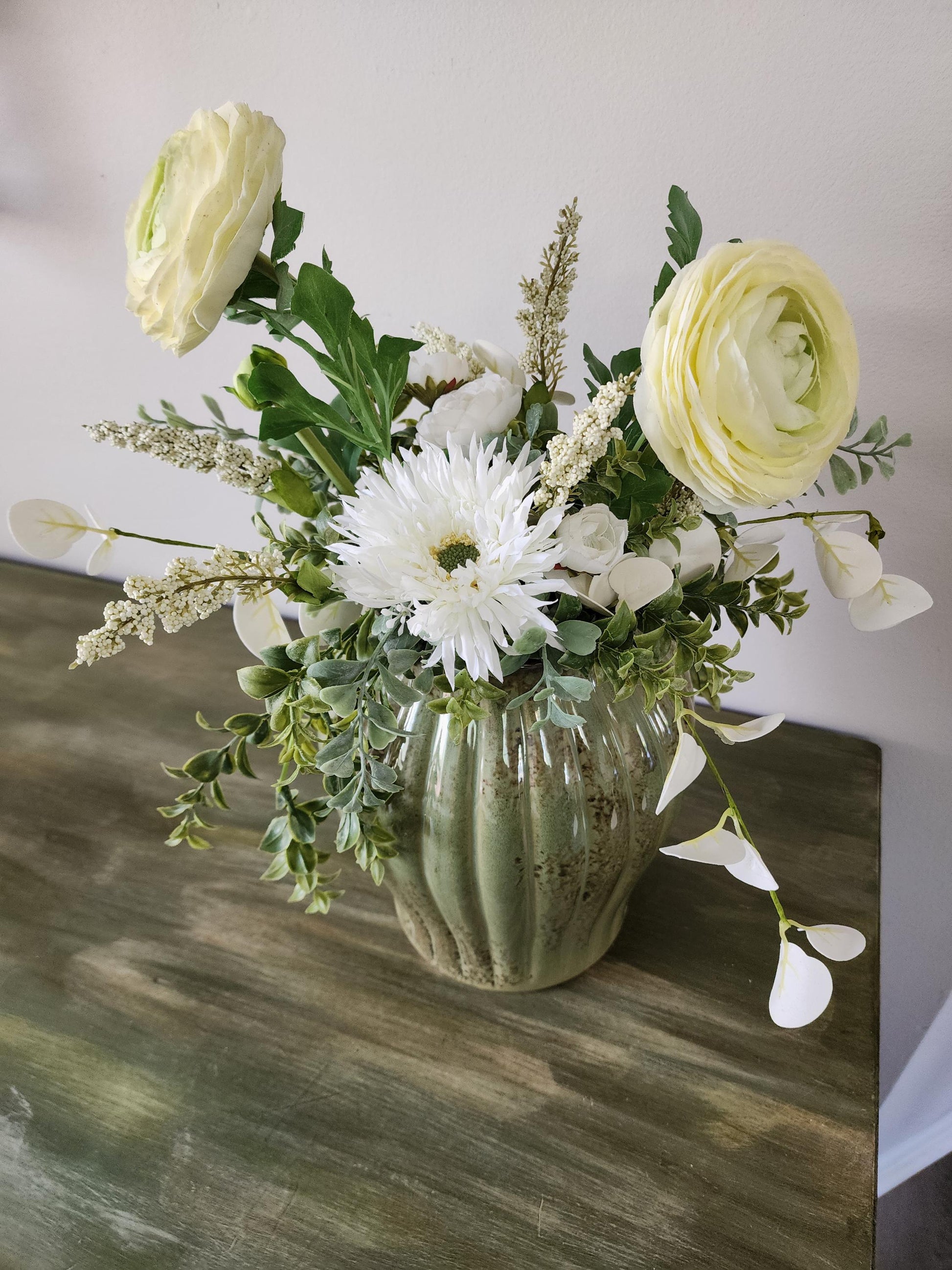 Soft White Rose Sage Centerpiece