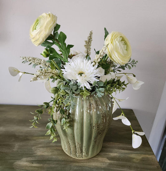 Soft White Rose Sage Centerpiece