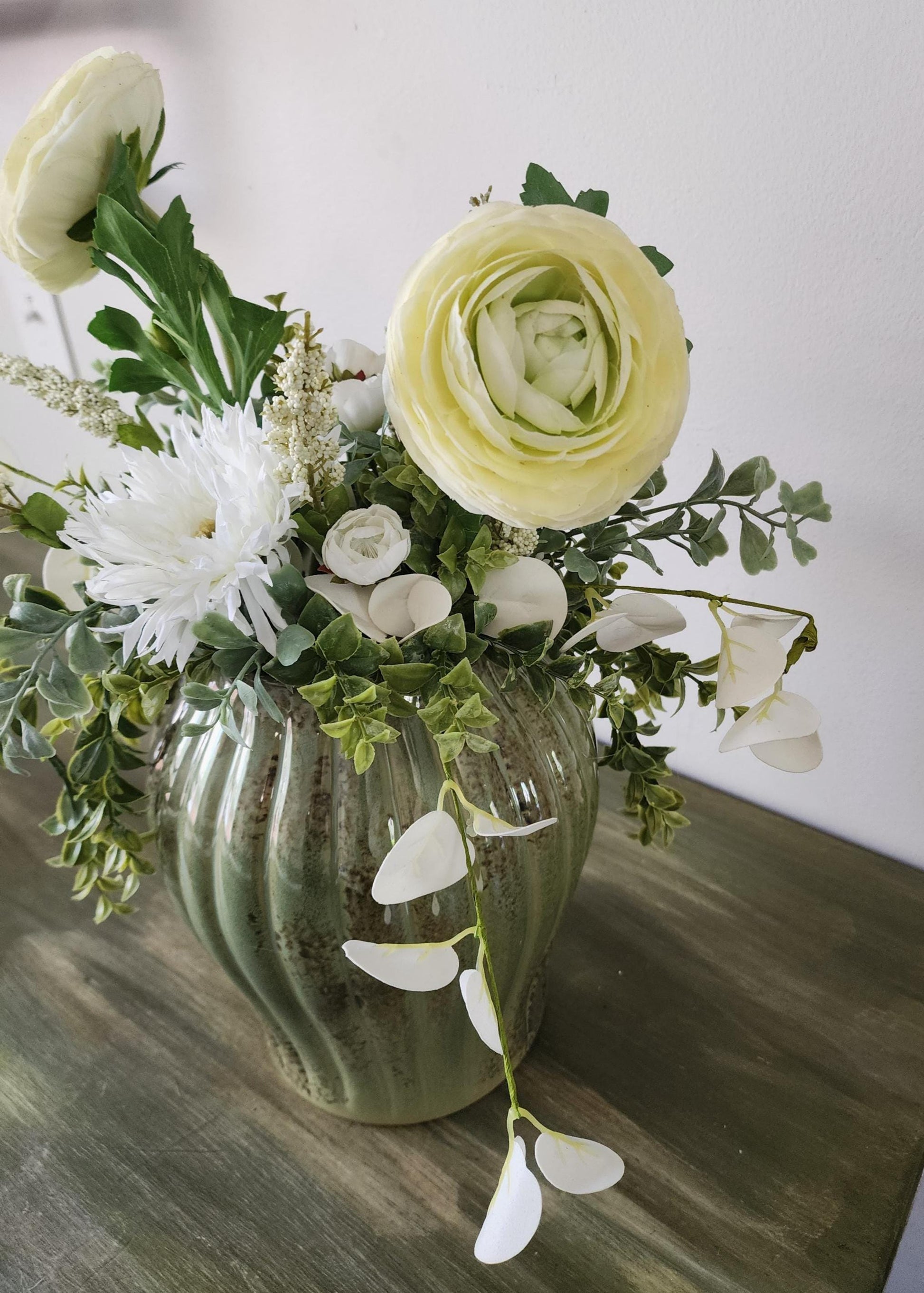 Soft White Rose Sage Centerpiece