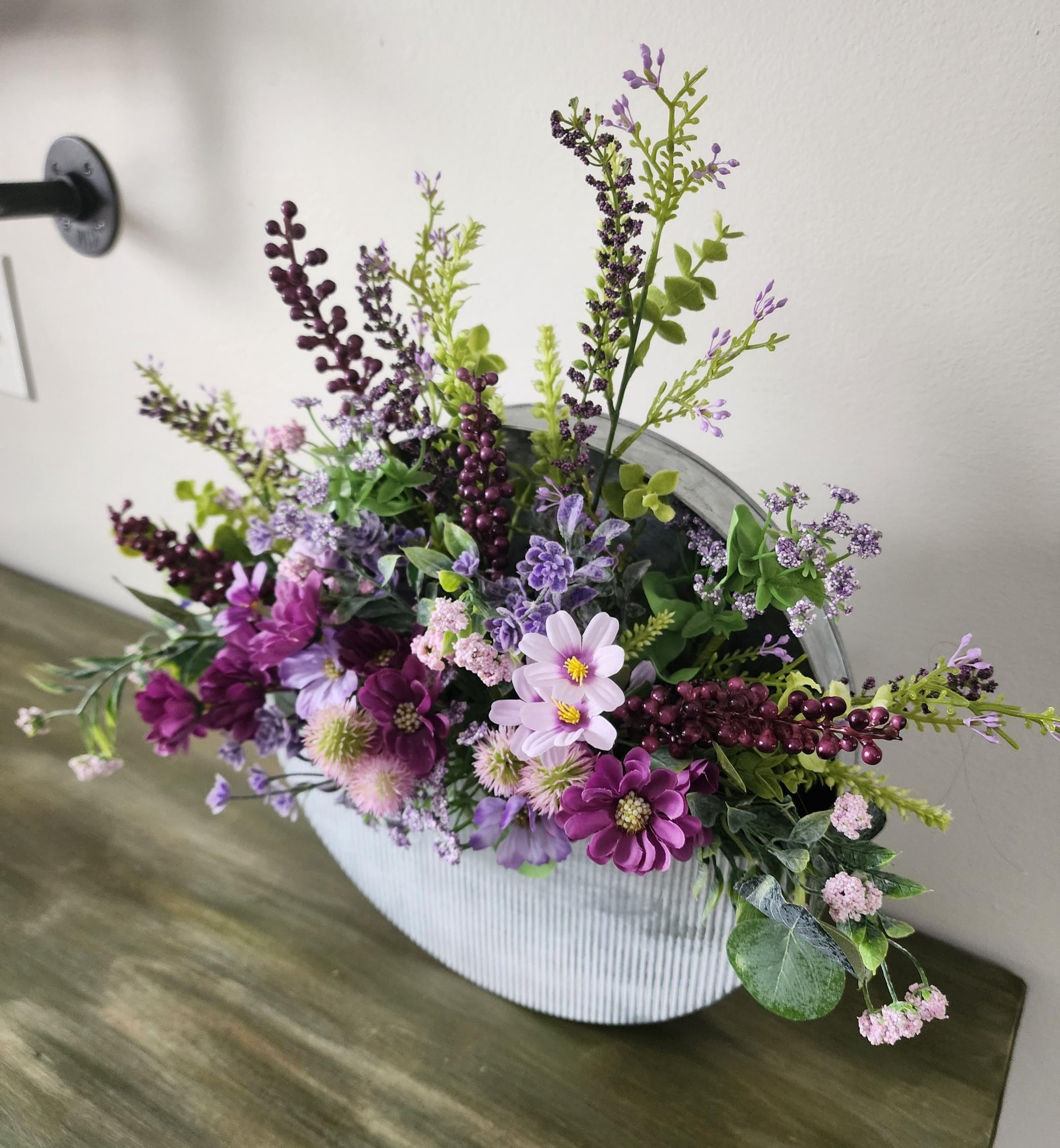 Lavender Metal Wall Basket