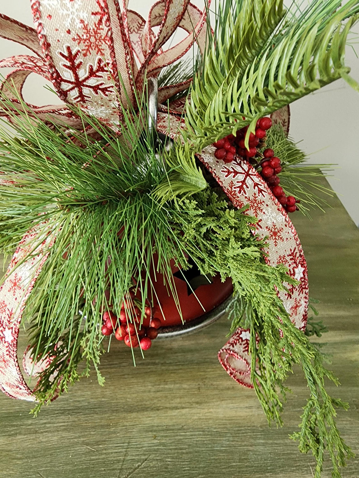 Red Snowflake Christmas Bell Arrangement