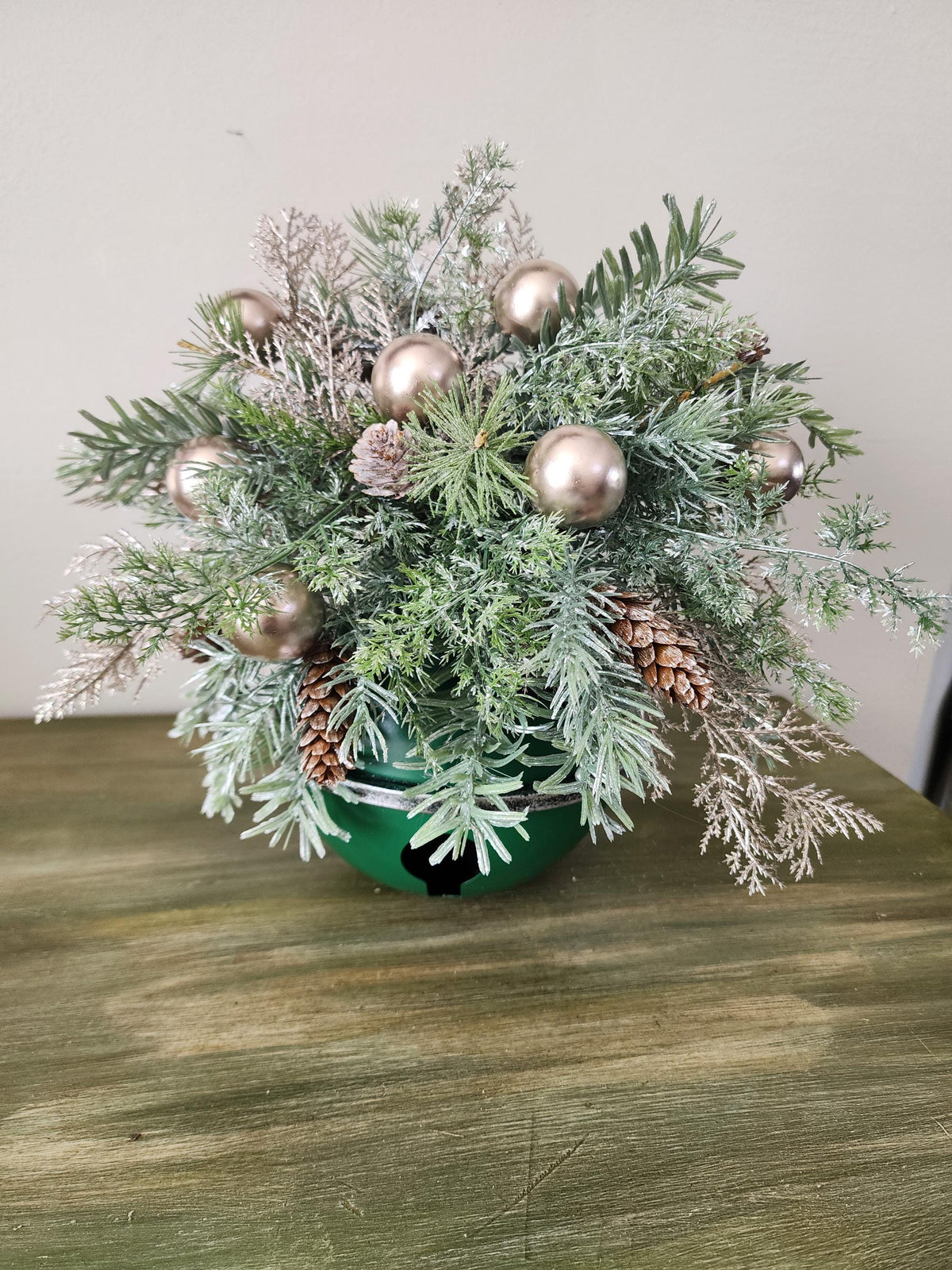 Frosted Champagne Christmas Bell Arrangement